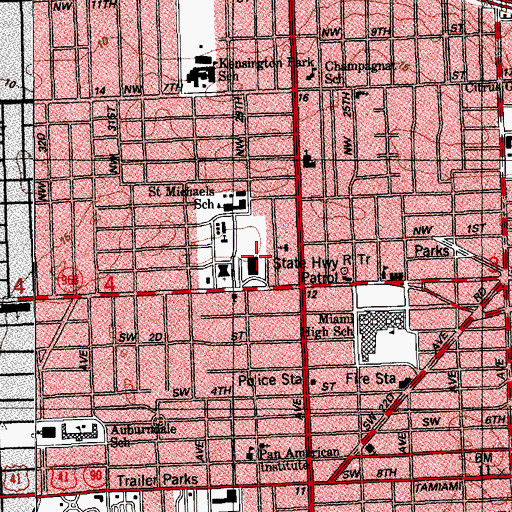 Topographic Map of Miami - Dade County Auditorium, FL