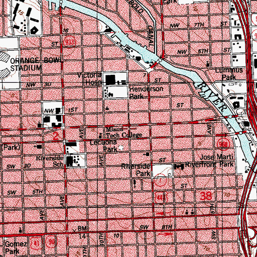 Topographic Map of Miami Hispanic Ballet and Creation Art Center, FL