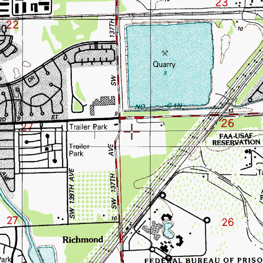 Topographic Map of Miami - Dade Public Library System Country Walk Branch Library, FL