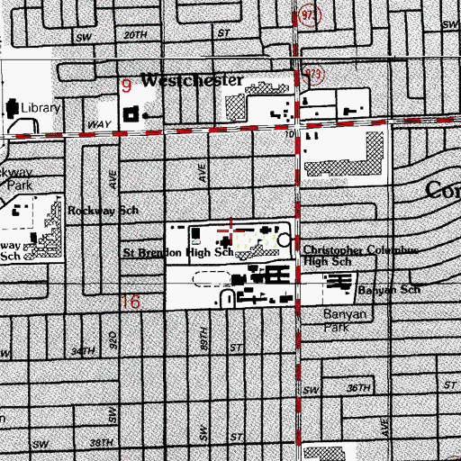 Topographic Map of Saint John Vianney College Seminary Maytag Memorial Library, FL