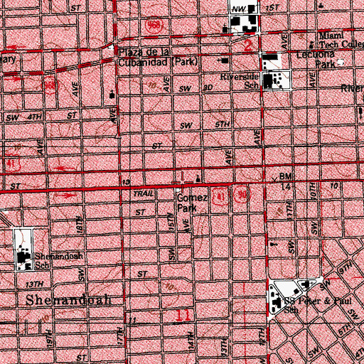 Topographic Map of Latin Quarter Cultural Center of Miami, FL