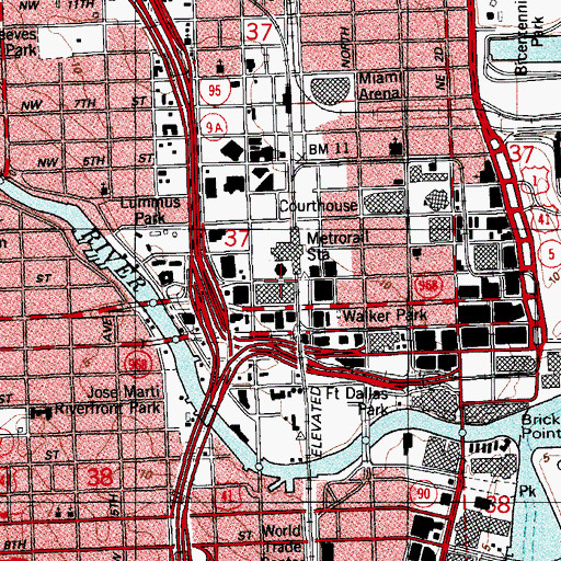 Topographic Map of Miami Dade Cultural Center, FL