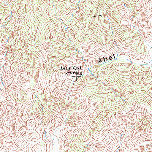 Topographic Map of Live Oak Spring, CA