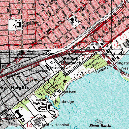 Topographic Map of Miami Museum of Science and Space Transit Planetarium, FL