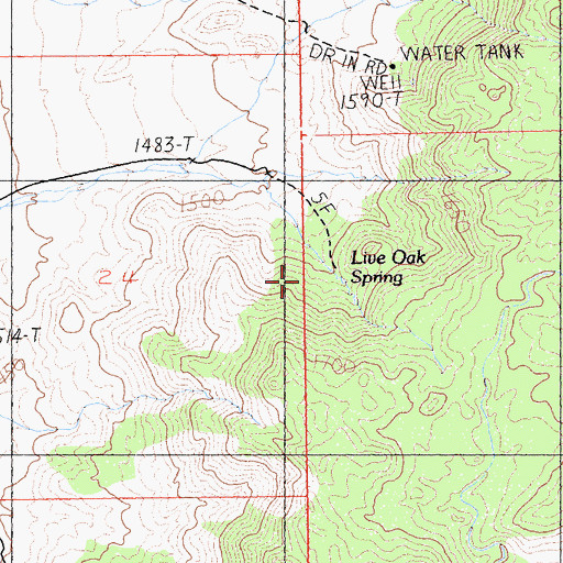 Topographic Map of Live Oak Spring, CA