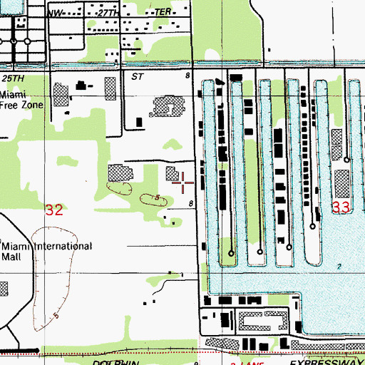 Topographic Map of Doral Post Office, FL