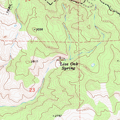 Topographic Map of Live Oak Spring, CA