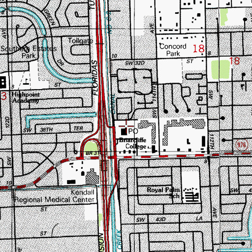 Topographic Map of Olympia Heights Post Office, FL