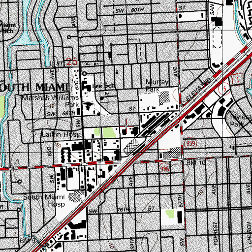 Topographic Map of South Miami Post Office, FL