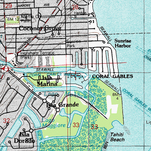 Topographic Map of Cocoplum Yacht Club Marina, FL