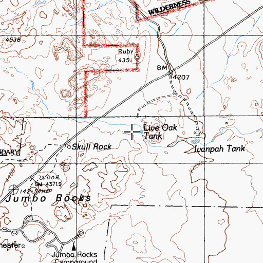 Topographic Map of Live Oak Tank, CA