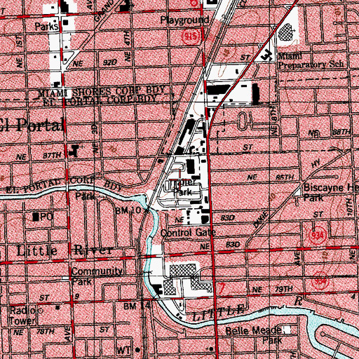Topographic Map of Biscayne Park Mobile Home Park, FL