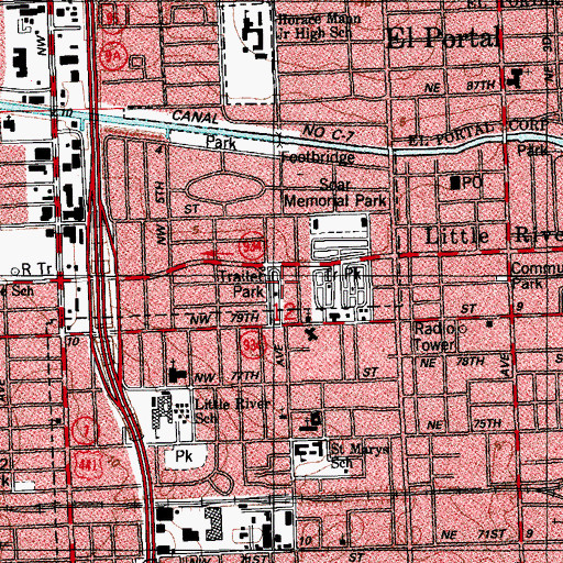 Topographic Map of Little River M and M Mobile Home Park, FL