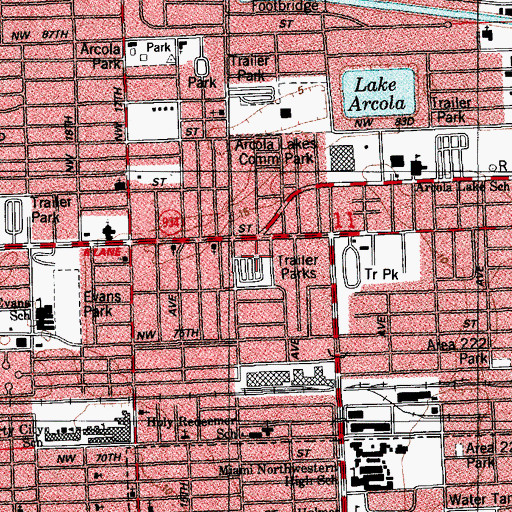 Topographic Map of Tropical Trailer Village, FL