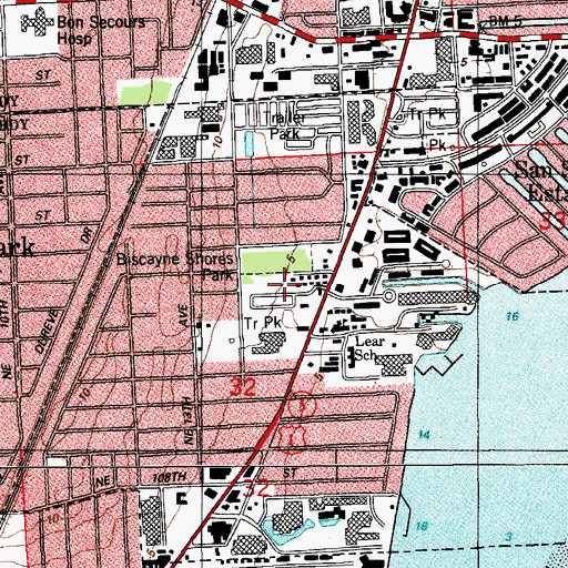 Topographic Map of Biscayne Breeze Park Mobile Home Park, FL