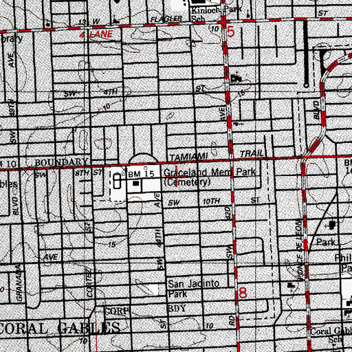 Topographic Map of Gables Trailer Park, FL
