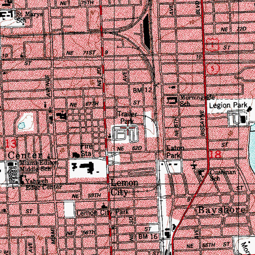 Topographic Map of Keystone Mobile Home Park, FL