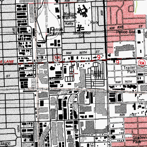 Topographic Map of Miami Heights Trailer Park, FL