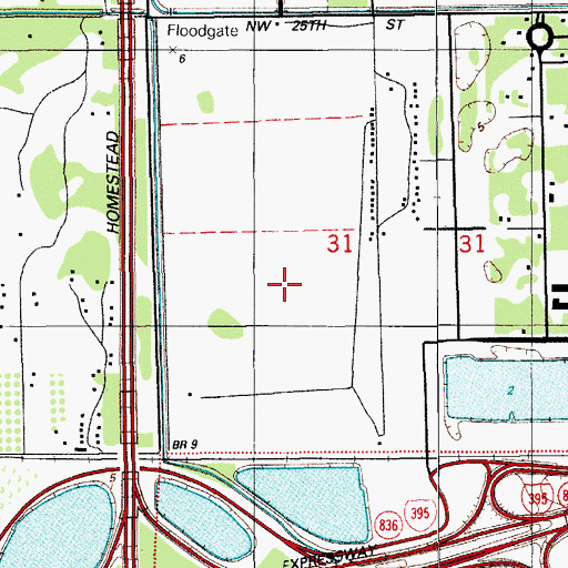 Topographic Map of Dolphin Mall Shopping Center, FL