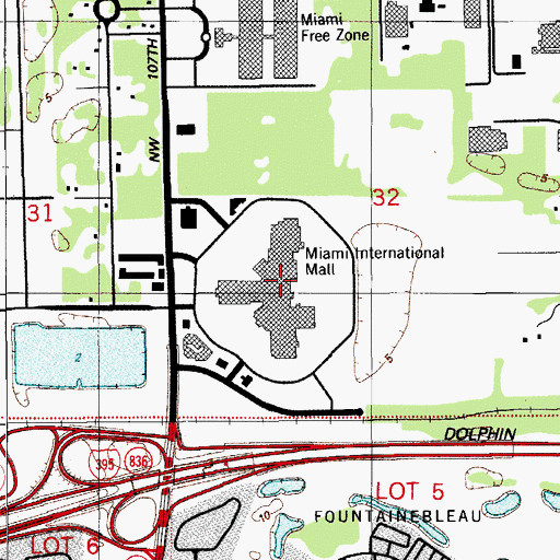 Topographic Map of International Mall, FL