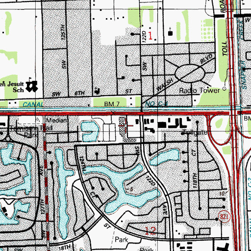 Topographic Map of Interplaza Shopping Center, FL