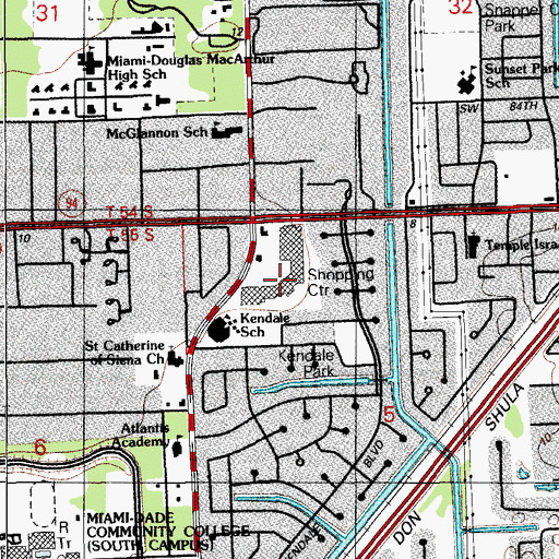 Topographic Map of Kendall Mall, FL