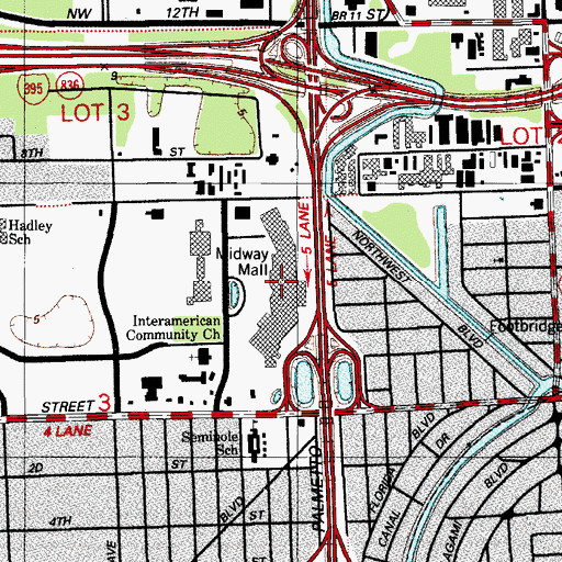 Topographic Map of Midway Mall, FL