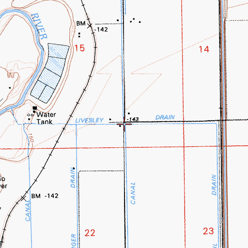 Topographic Map of Livesley Drain, CA
