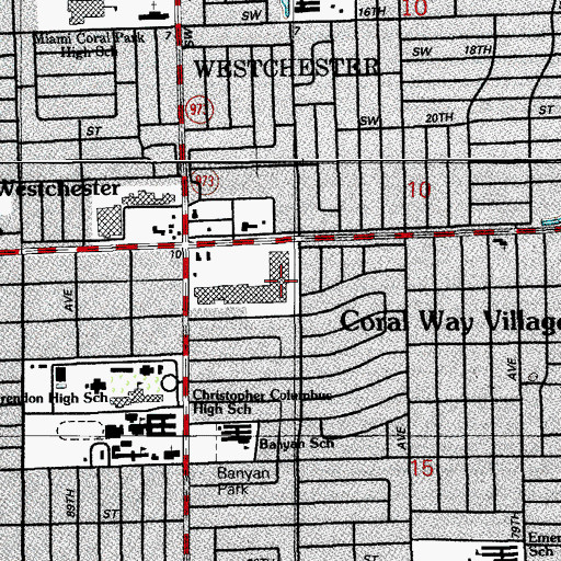 Topographic Map of Westchester Mall, FL