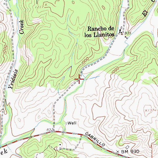 Topographic Map of Llanito Creek, CA