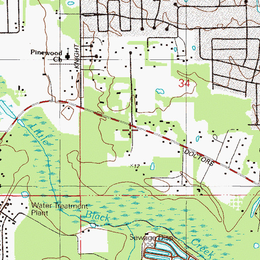 Topographic Map of Fellowship Bible Church, FL