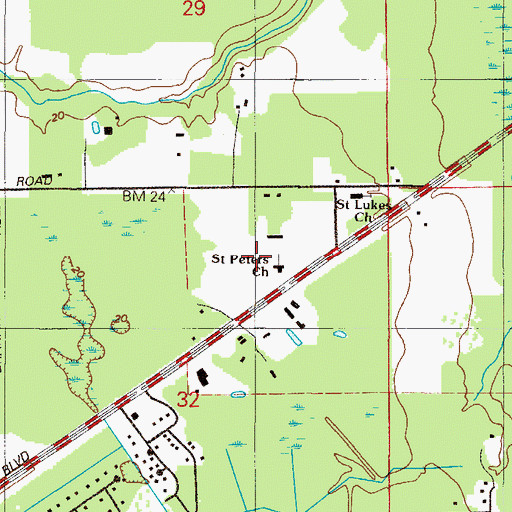 Topographic Map of Madeira Baptist Church, FL