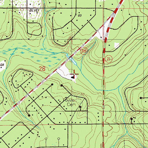 Topographic Map of Middleburg Church of Christ, FL