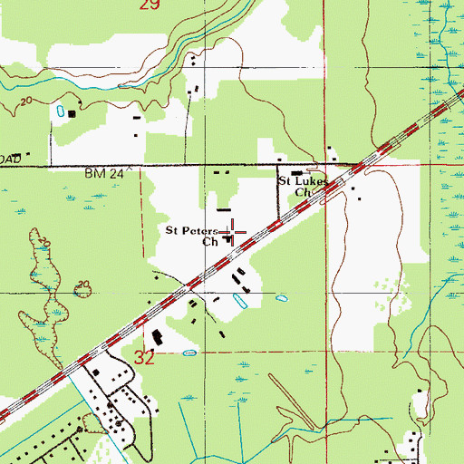 Topographic Map of Saint Peters Lutheran Church, FL