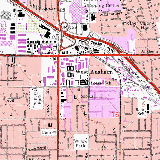 Topographic Map of Loara Elementary School, CA