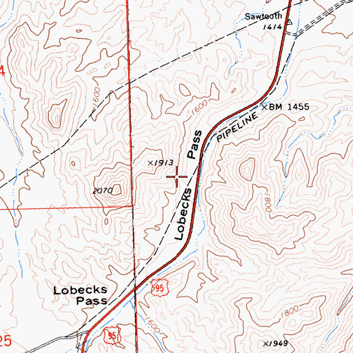 Topographic Map of Lobecks Pass, CA
