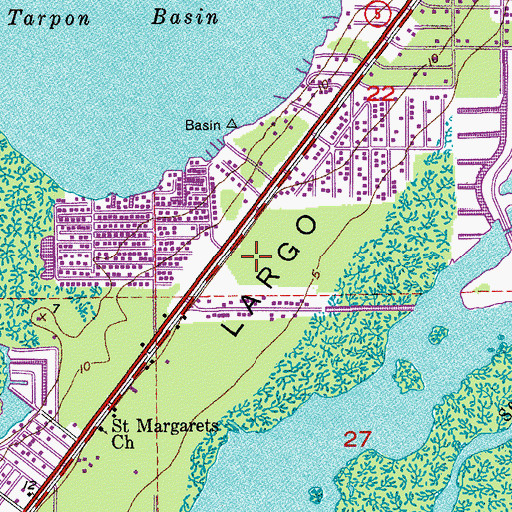 Topographic Map of Monroe County Public Library System Key Largo Branch, FL