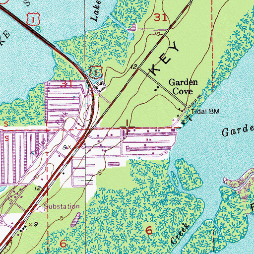 Topographic Map of Garden Cove Marina, FL