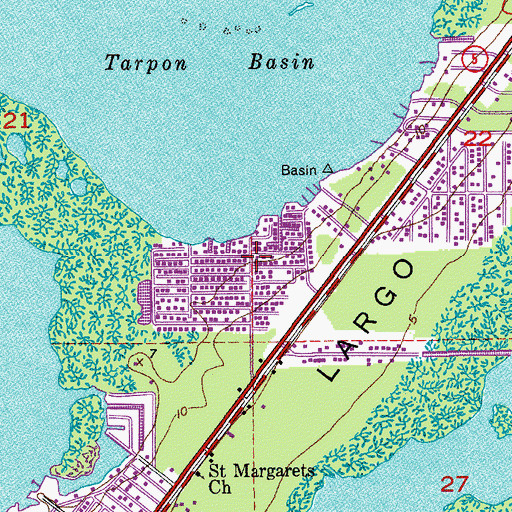 Topographic Map of Coastal Waterway Park Mobile Home Park, FL
