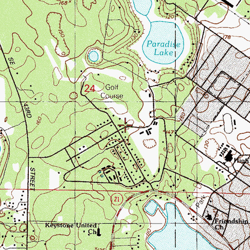 Topographic Map of Hunters Run Golf Course, FL
