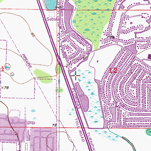 Topographic Map of Buena Ventura Lakes Wastewater Treatment Facility, FL