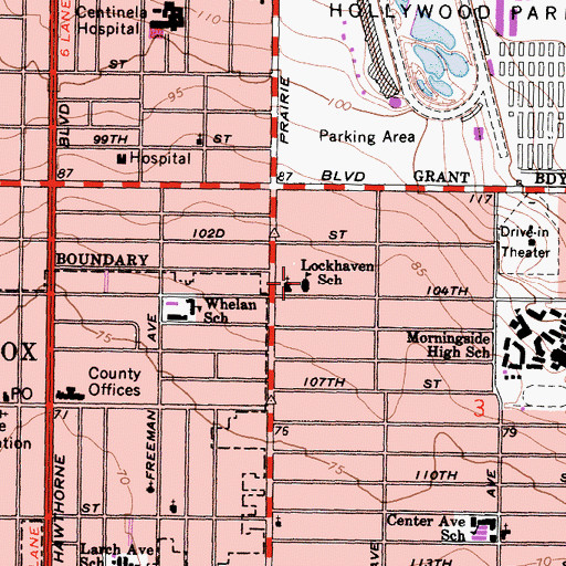Topographic Map of Lockhaven School, CA