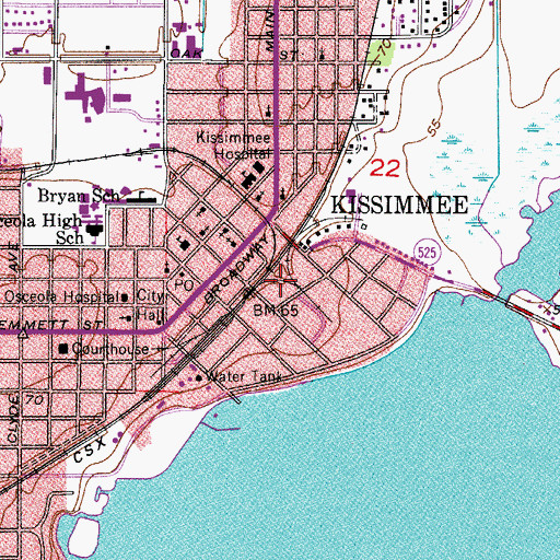 Topographic Map of Osceola County Public Library Kissimmee Central Branch, FL