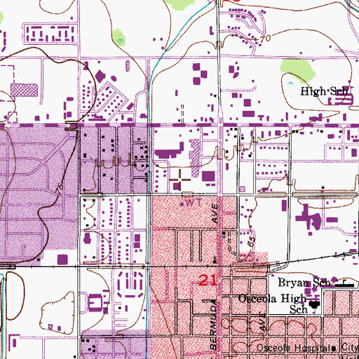 Topographic Map of Oak Street Post Office, FL