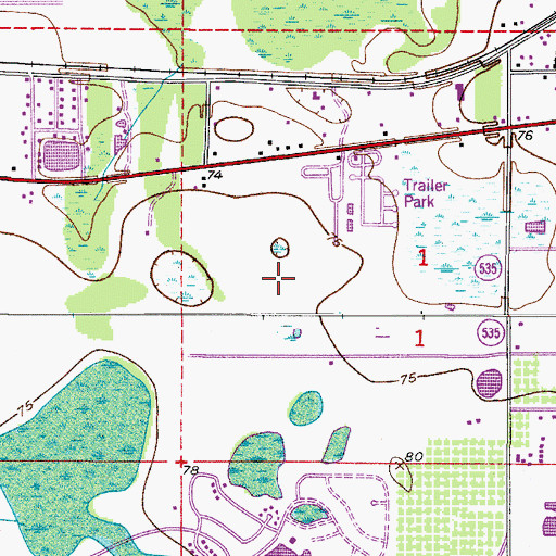 Topographic Map of Whispering Pines Mobile Home Park, FL