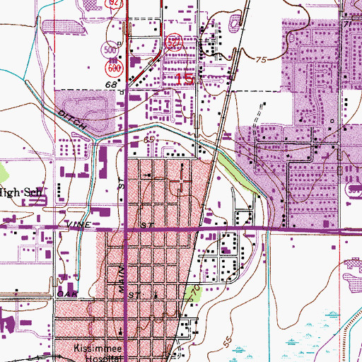 Topographic Map of Whispering Oaks Mobile Home Park, FL