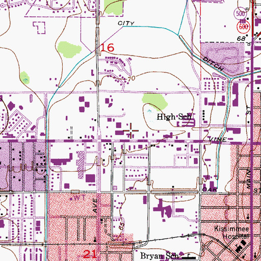 Topographic Map of Church of Christ of Kissimmee, FL