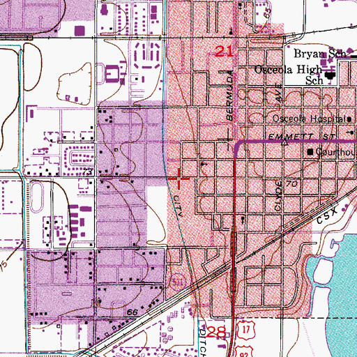 Topographic Map of Downtown Church of Christ, FL