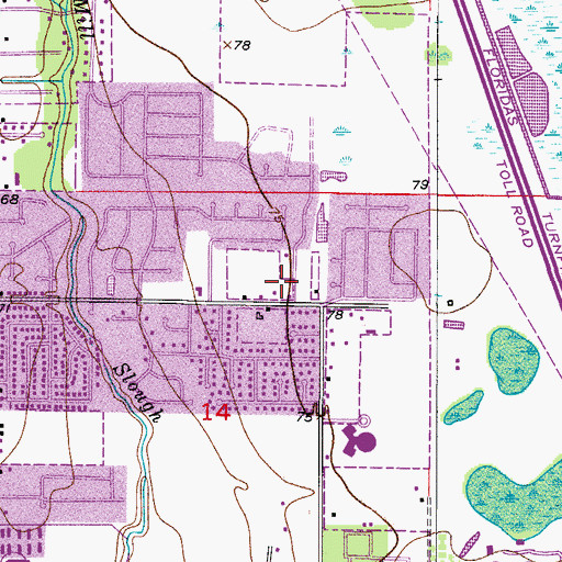 Topographic Map of First United Pentecostal Church, FL