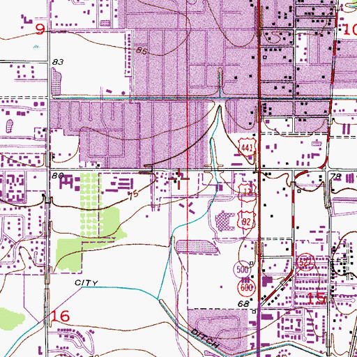 Topographic Map of Islamic Center of Osceola County, FL
